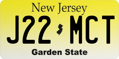 NJ license plate J22MCT