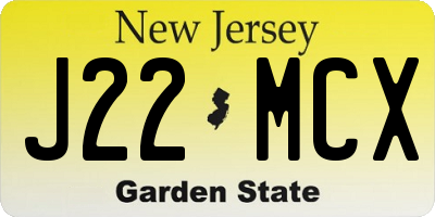 NJ license plate J22MCX