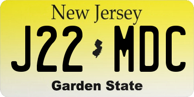 NJ license plate J22MDC