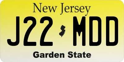 NJ license plate J22MDD