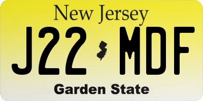 NJ license plate J22MDF