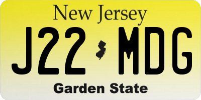 NJ license plate J22MDG