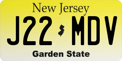 NJ license plate J22MDV
