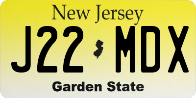 NJ license plate J22MDX