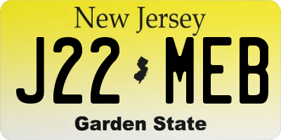 NJ license plate J22MEB