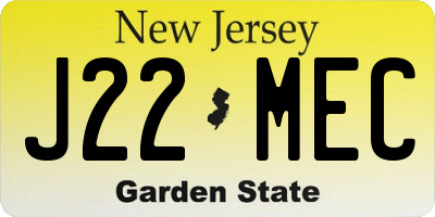 NJ license plate J22MEC