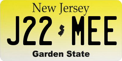 NJ license plate J22MEE