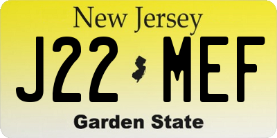 NJ license plate J22MEF