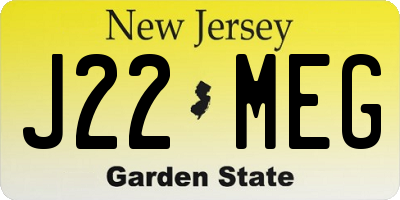NJ license plate J22MEG