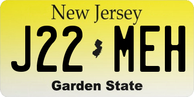 NJ license plate J22MEH