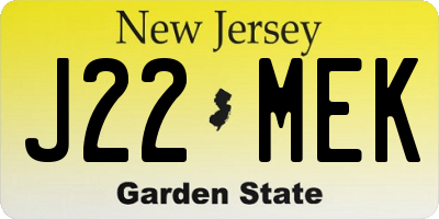NJ license plate J22MEK