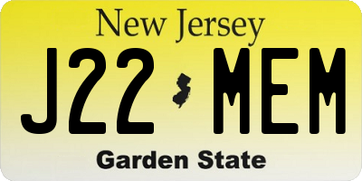 NJ license plate J22MEM