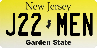NJ license plate J22MEN