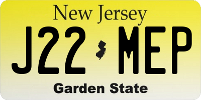 NJ license plate J22MEP