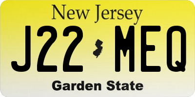 NJ license plate J22MEQ