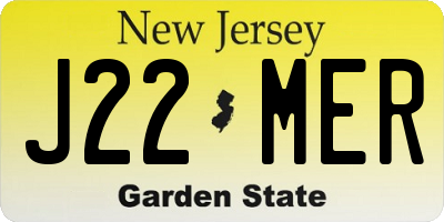 NJ license plate J22MER