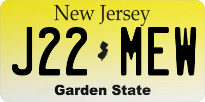 NJ license plate J22MEW