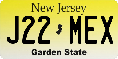 NJ license plate J22MEX
