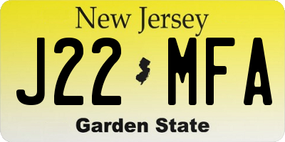 NJ license plate J22MFA