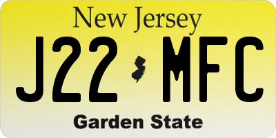 NJ license plate J22MFC