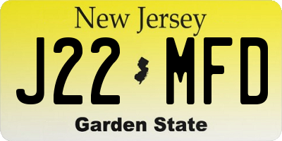 NJ license plate J22MFD
