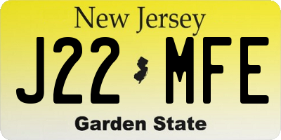 NJ license plate J22MFE