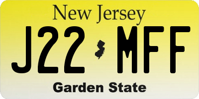 NJ license plate J22MFF