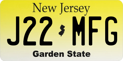 NJ license plate J22MFG