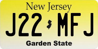 NJ license plate J22MFJ