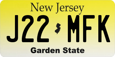 NJ license plate J22MFK