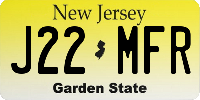 NJ license plate J22MFR
