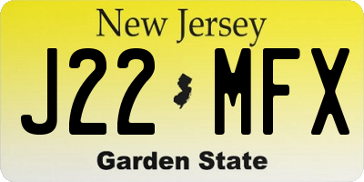 NJ license plate J22MFX