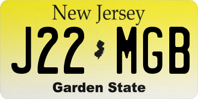 NJ license plate J22MGB