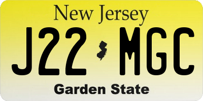 NJ license plate J22MGC