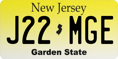 NJ license plate J22MGE