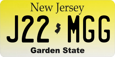 NJ license plate J22MGG
