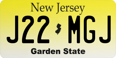 NJ license plate J22MGJ