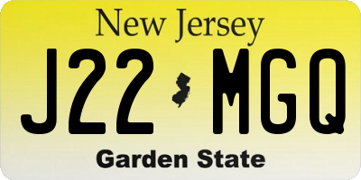 NJ license plate J22MGQ