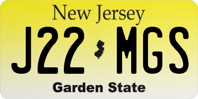 NJ license plate J22MGS