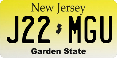 NJ license plate J22MGU