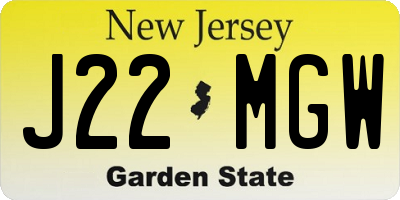 NJ license plate J22MGW
