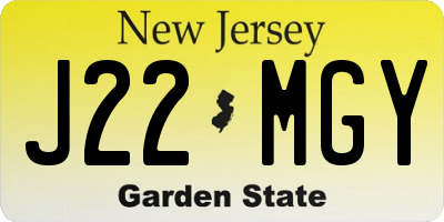 NJ license plate J22MGY
