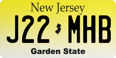 NJ license plate J22MHB