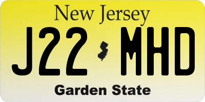 NJ license plate J22MHD