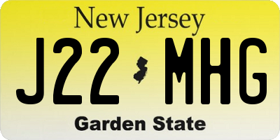NJ license plate J22MHG
