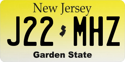 NJ license plate J22MHZ