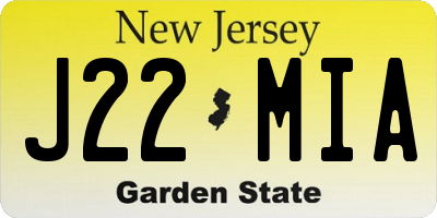 NJ license plate J22MIA