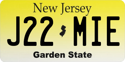 NJ license plate J22MIE