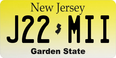 NJ license plate J22MII