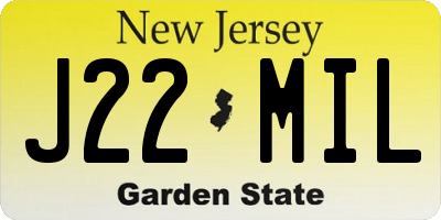 NJ license plate J22MIL